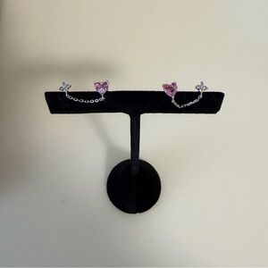 Girls Crew Love Blooms Silver Double Piercing Style Earrings